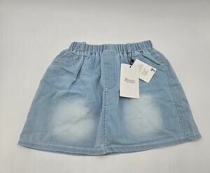 Grandwish Girls Denim Skort Size 8 Light Wash Blue Elastic Waist New With Tags
